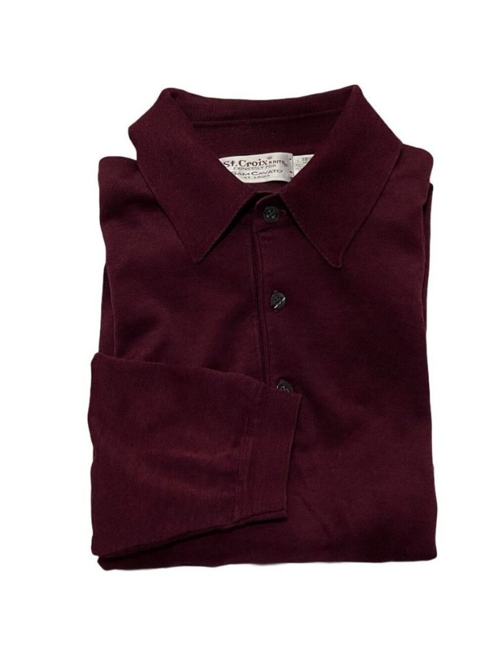 ST CROIX KNIT Shirt Mens Long Sleeve Button Polo Sweater Maroon Size M - Picture 7 of 7